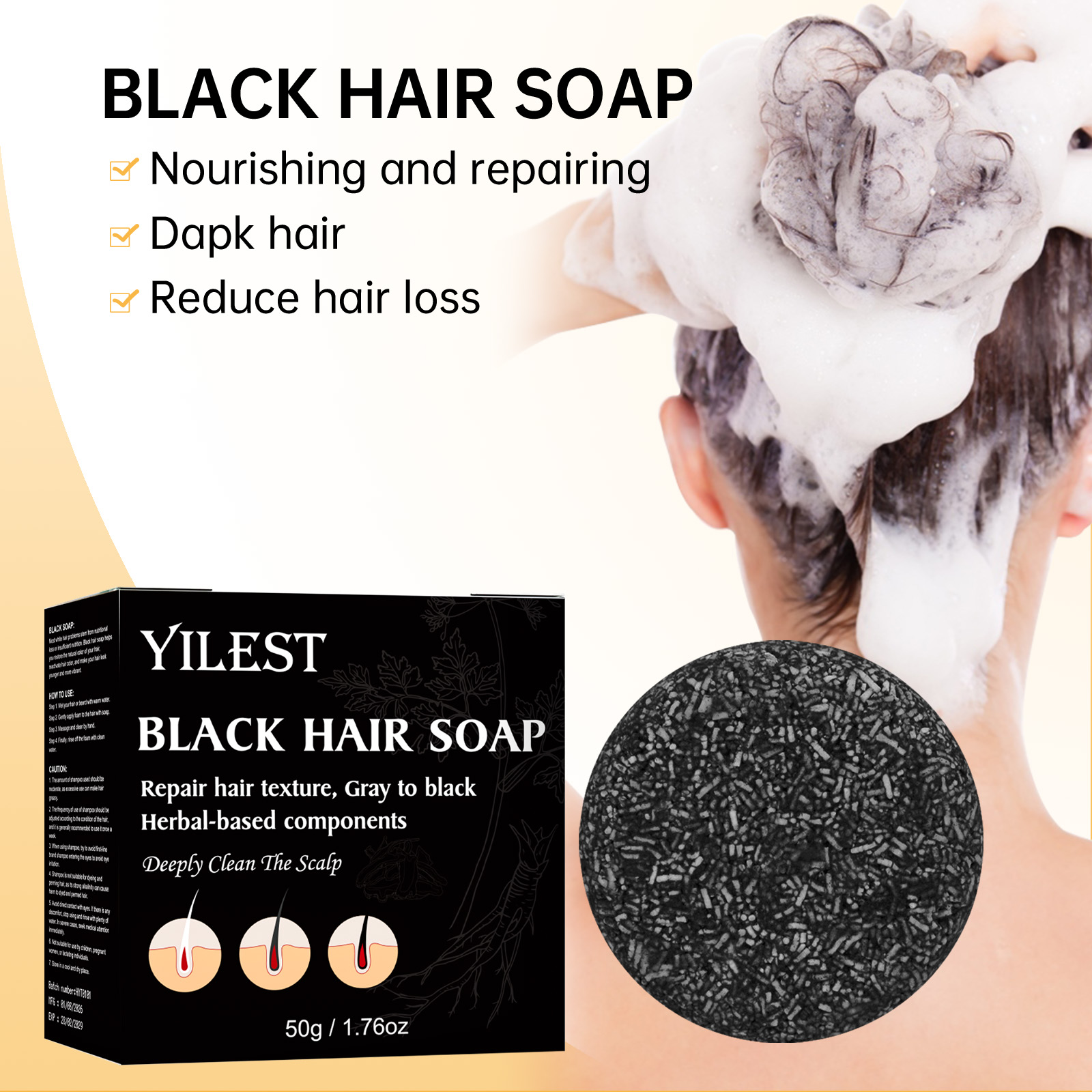 Sabun Rambut Herbal Alami 50g, - Hair Care Natural Ingredients ulasan dan harga